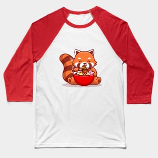 Cute Red Panda Eating Ramen Baseball T-Shirt